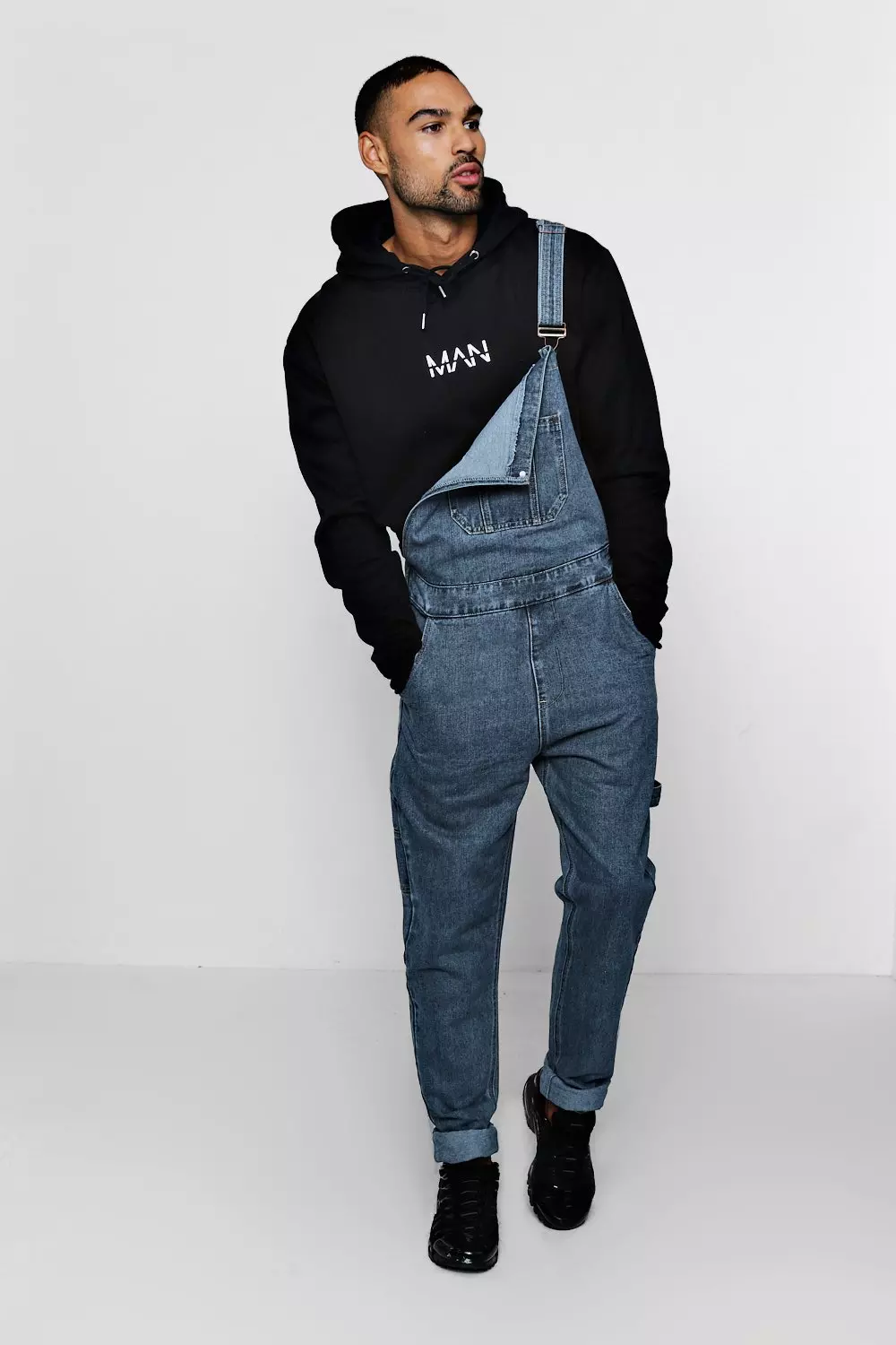 Mens black sales skinny dungarees